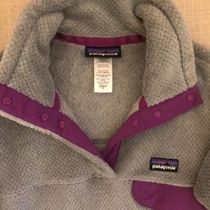 Patagonia Grey and Purple Fleece Sweatshirt/Hoodie